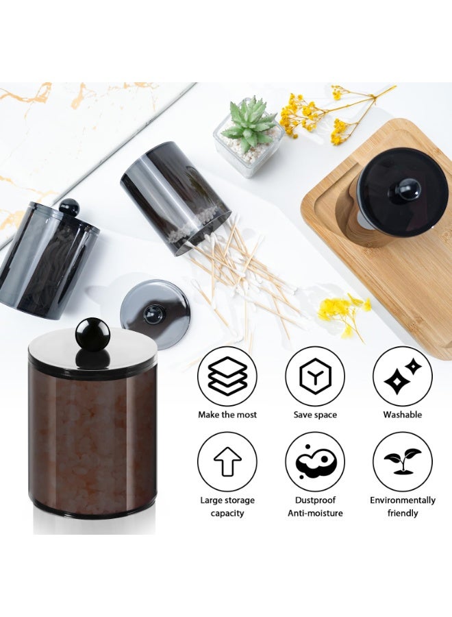 هومستر 2 قطعة من ملصق القطن مع غطاء | علبة تخزين تنظيفية لسطح المكتب | تخزين متعدد السيناريوهات لسطح المكتب في الحمام/غرفة المعيشة/الغرفة النومية/الدراسة/غرفة الطعام/المطبخ/الحمام، 9.6 سم، شفافة سوداء - Image 4